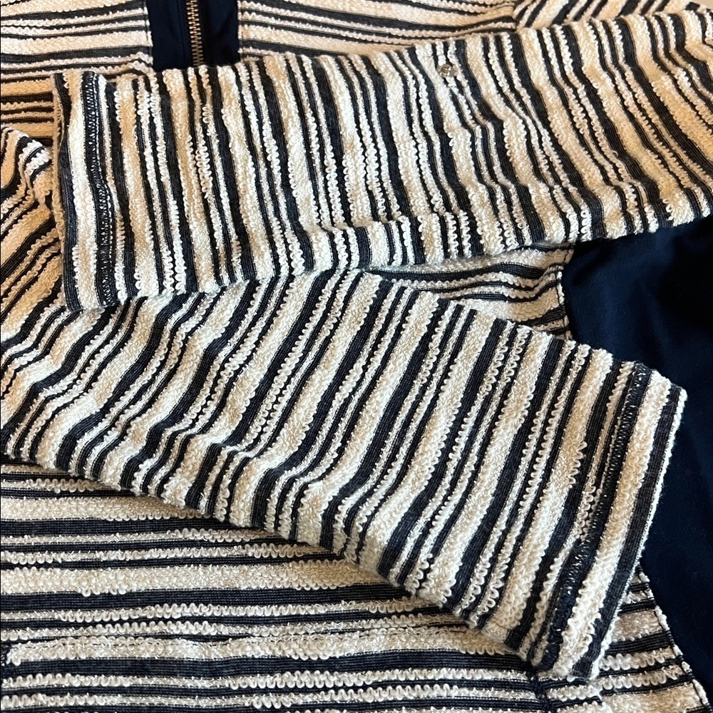 Ruby Rd Textured Striped Quarter Zip Blue Size Medium - Picture 8 of 9